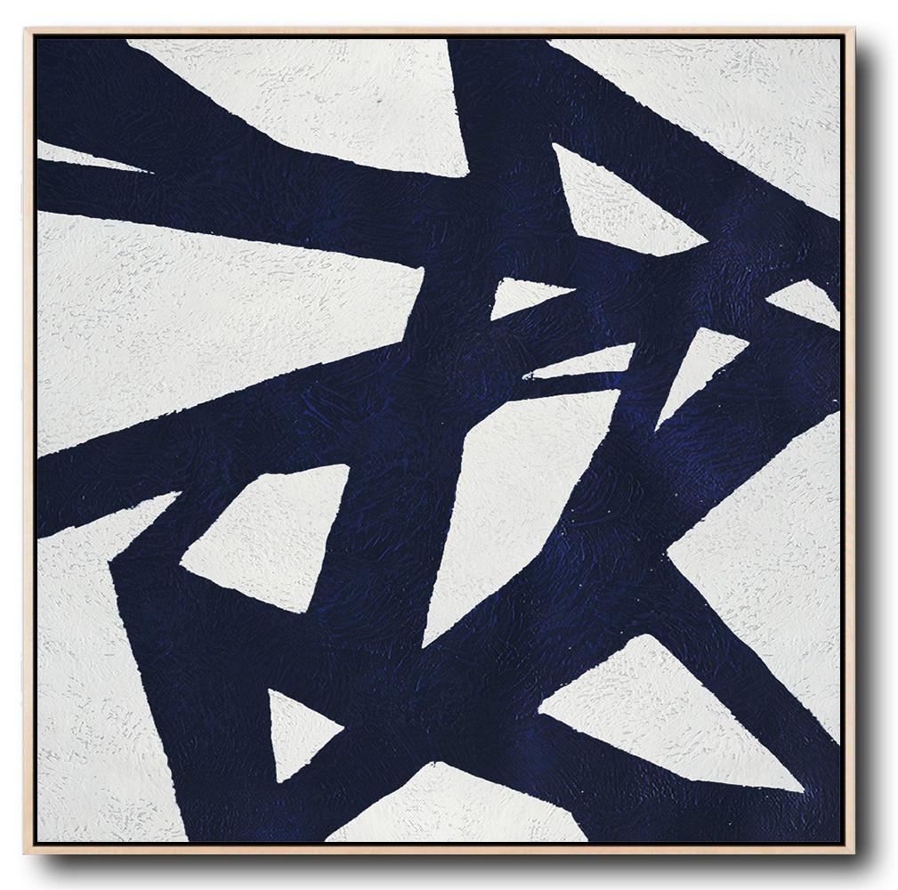 Navy Blue Minimalist Painting #NV136A - Click Image to Close